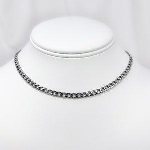 Silver color stainless steel dainty curb chain choker necklace, custom size necklace, adjustable resizable necklace, unisex jewelry gifts
