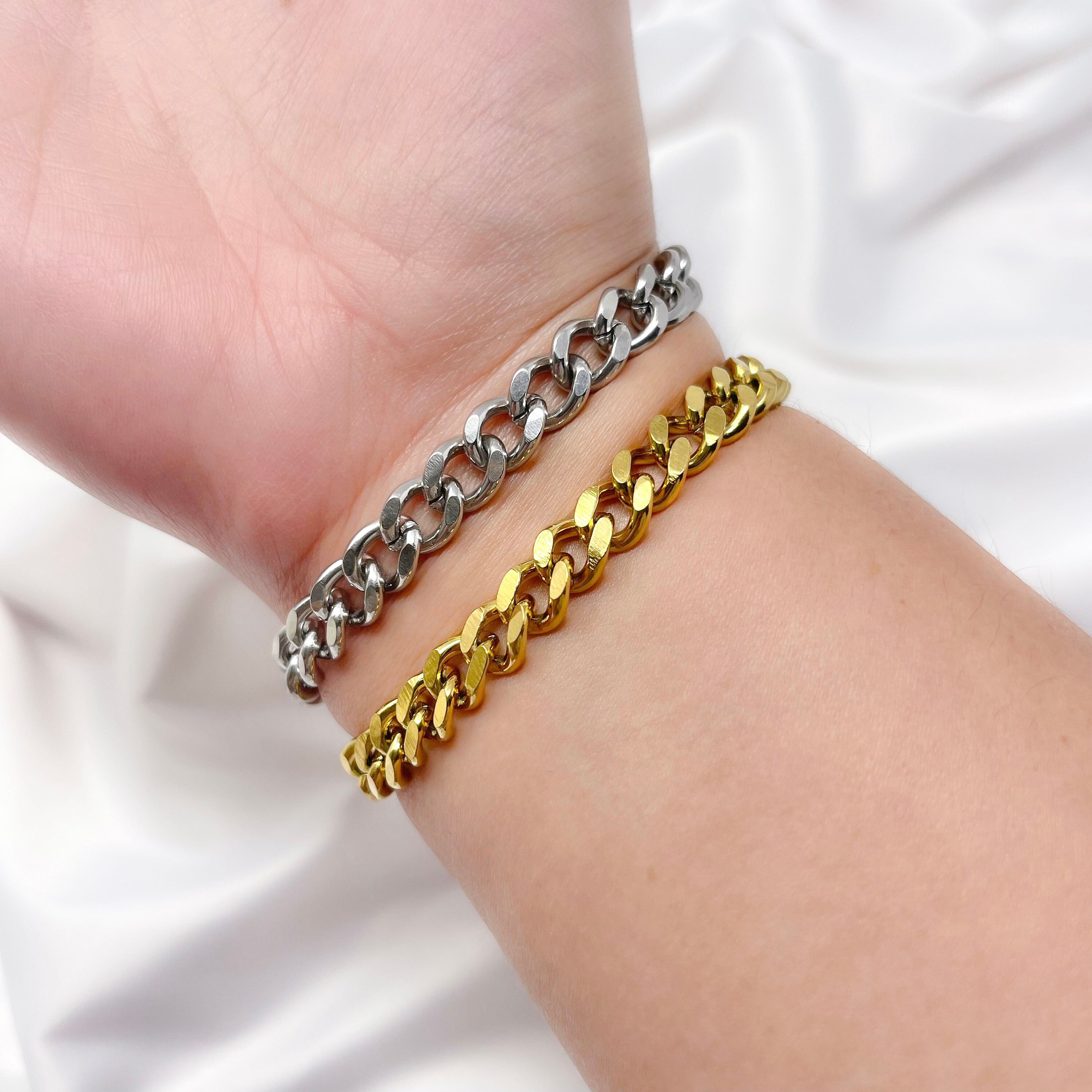 Toggle Clasp Stainless Steel Chunky Curb Chain Bracelet