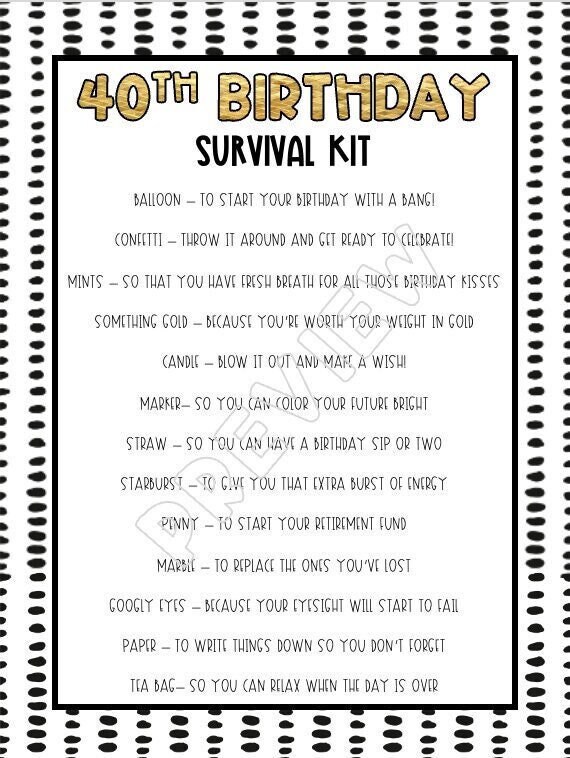 40th Birthday Survival Kit | Etsy