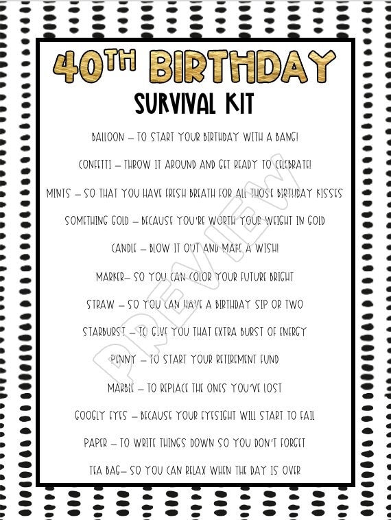 Survival kit for 40 cheap year old man