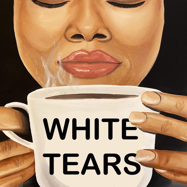 WHITE TEARS satin gloss print