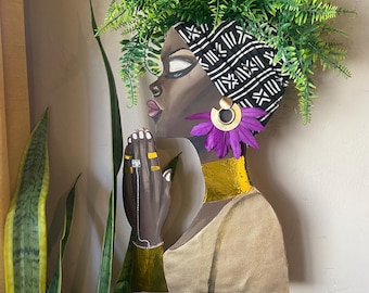 BLACK WOMAN at PEACE 4 planter 10x14
