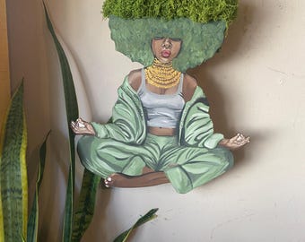 BLACK WOMAN at PEACE 2 planter 8x10