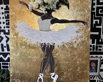 BLACK SWAN original vase painting 60x48