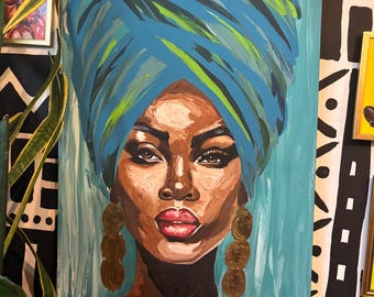 REWA GICLEE MINI teal painting 36x24