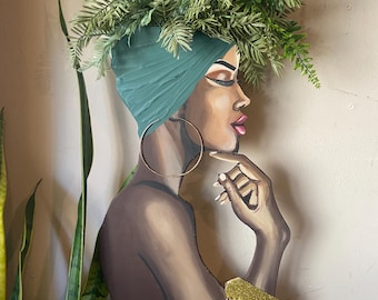 BLACK WOMAN at PEACE 3 planter 10x14