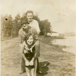 Line of three, vintage snapshot photo