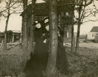 Hide and seek, vintage snapshot photo