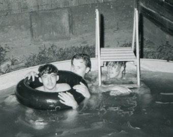 Pool boys, vintage snapshot photo