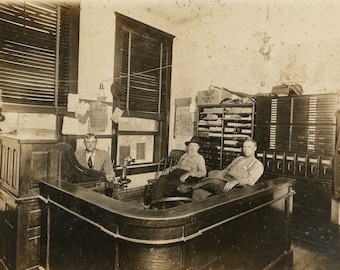 City hall, large antique cabinet card photo