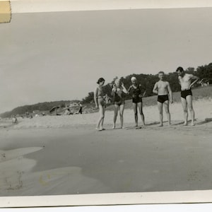 Beach scene, vintage snapshot photo