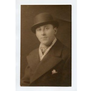Bowler hat, antique studio photo