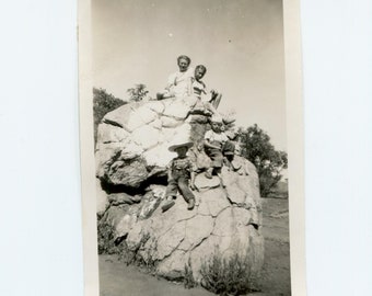You and me on the rock, vintage snapshot photo