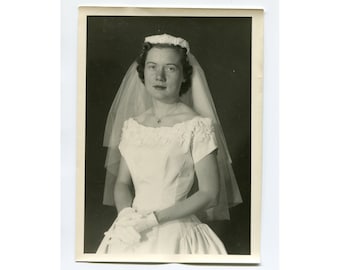 Beautiful bride, vintage 5x7 studio photo