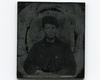 Ghost of a man, antique 1/6 plate ruby ambrotype