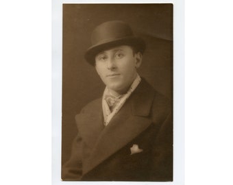 Bowler hat, antique studio photo