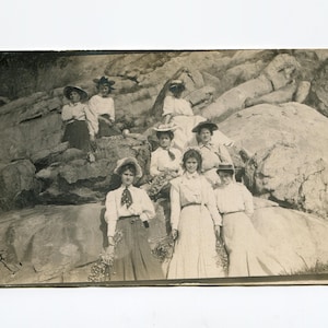 Rock climbers, antique rppc photo