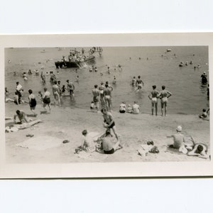 Beach scene, vintage snapshot photo