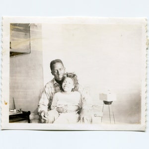 Father and daughter, vintage African American snapshot photo