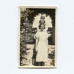 Line of women, vintage snapshot photo