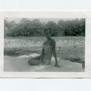 Polka dot bikini, vintage snapshot photo