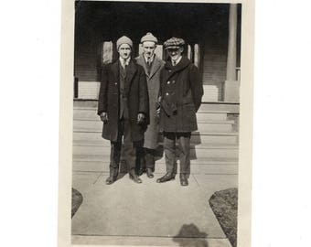 Three men, vintage snapshot photo