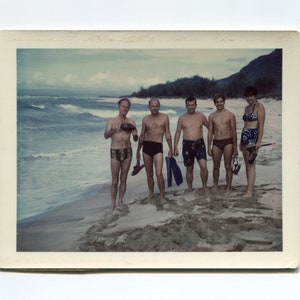 Crashing waves, vintage snapshot photo