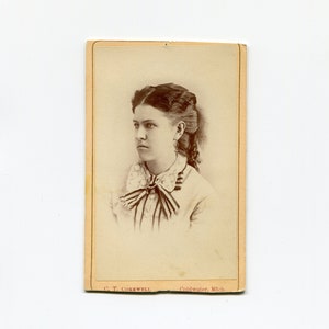Striped bow, vintage cdv photo
