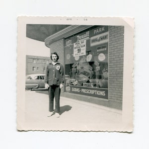 Street corner, vintage snapshot photo