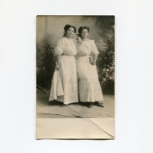 Sisters, antique rppc photo