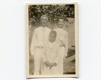 Grandpa and grandsons, vintage snapshot photo