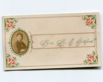 Miss M E Botsford, antique Victorian photo calling card