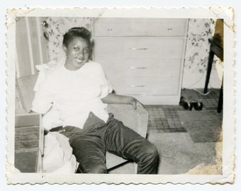 Unbuttoned, vintage African American snapshot photo