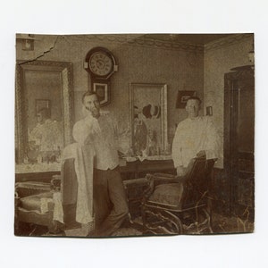 Barber shop, antique snapshot photo
