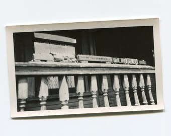 HO model train, vintage snapshot photo