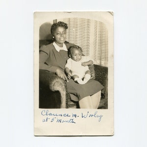 Clarence and mommy, vintage African American rppc photo