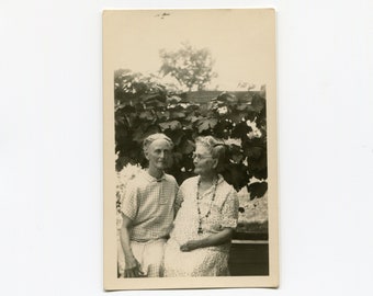 Two old grannies, vintage snapshot photo
