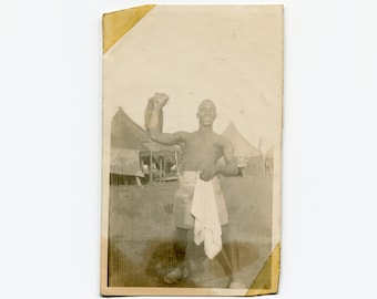 Straight from the showers, vintage African American snapshot photo