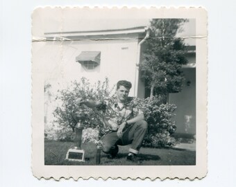 Trophy collector, vintage snapshot photo