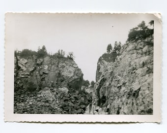 Rocky cliffs, vintage snapshot photo