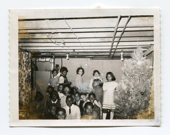 Christmas party, vintage African American snapshot photo