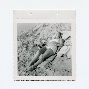 Sunbathing, vintage snapshot photo