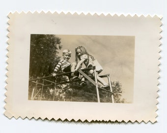 Monkey bars, vintage snapshot photo