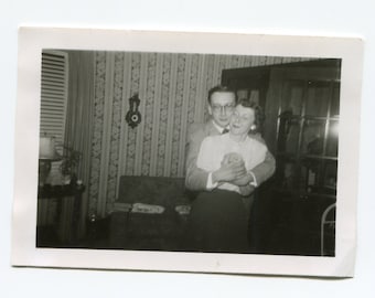 Young couple, vintage snapshot photo