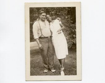 Deeply in love, vintage African American snapshot photo