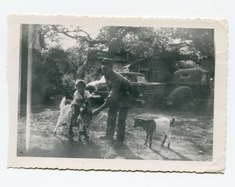 Goat wrangling, vintage African American snapshot photo