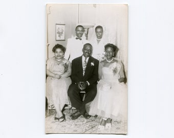 Wedding party, vintage African American rppc photo