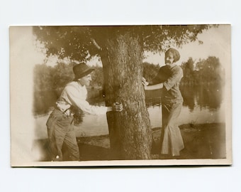 Peek-a-boo, photo rppc antique