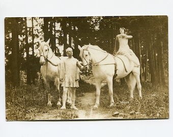 Show riders, antique rppc photo