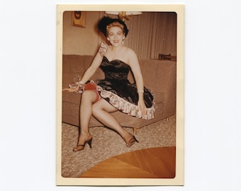 Fishnet stockings, vintage snapshot photo